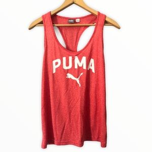 Puma Red Racerback Tank with White Logo
